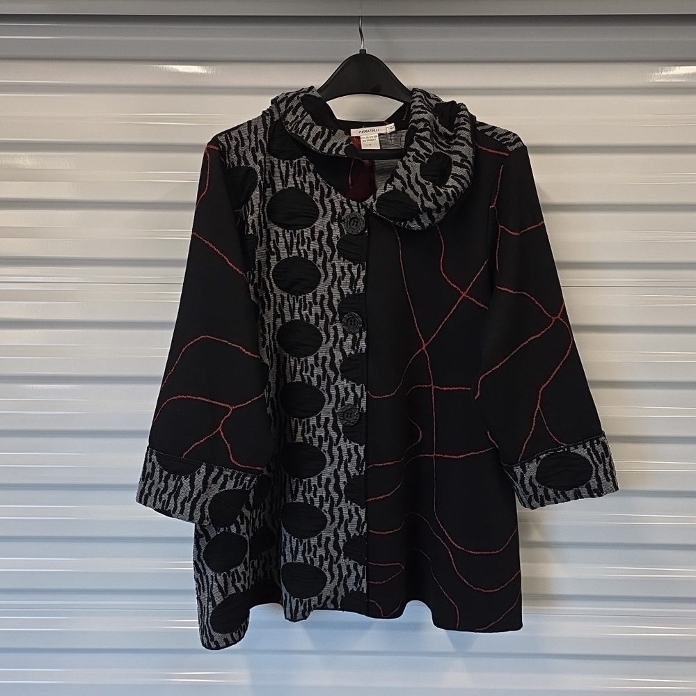 Feratelli Abstract Patchwork Button Front Jacket … - image 1